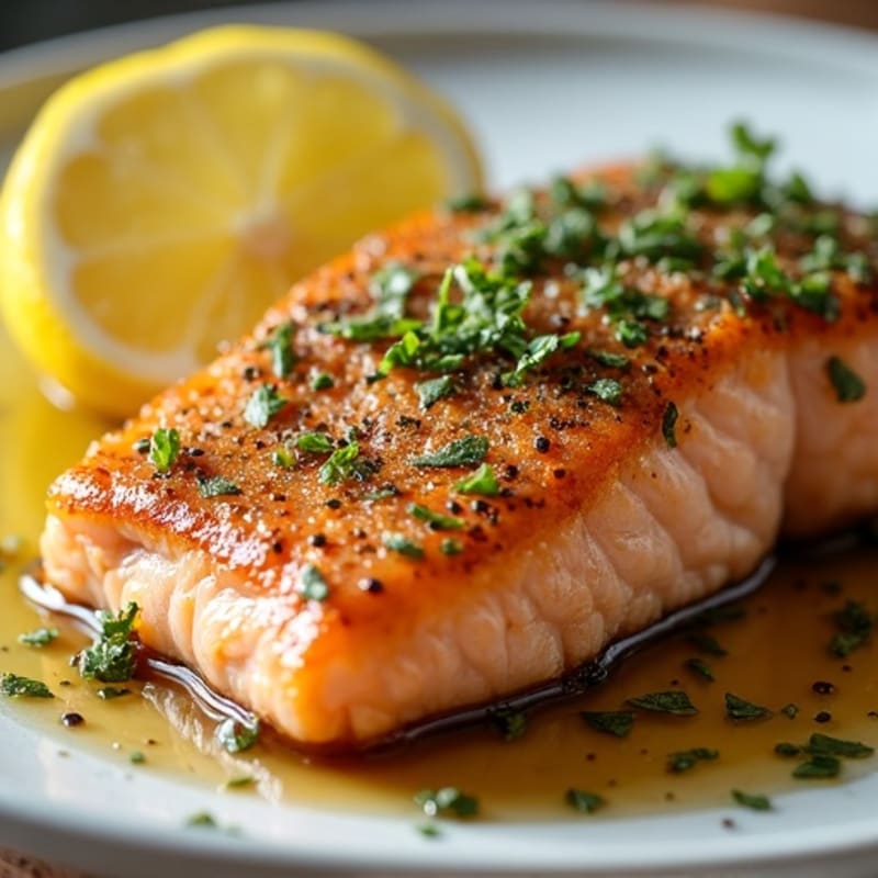 Herb-Crusted Pan Seared Salmon with Lemon
