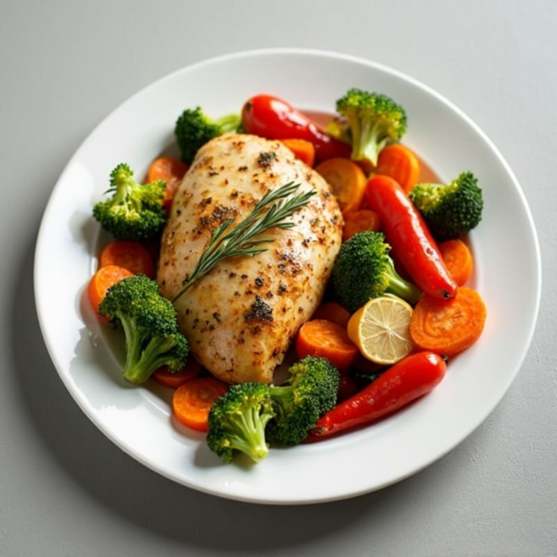 Herb-Crusted Roasted Chicken with Garlic-Roasted Vegetables