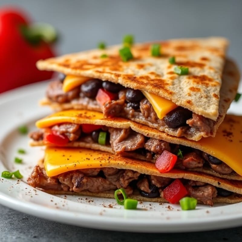 Crispy Lean Steak and Black Bean Quesadillas