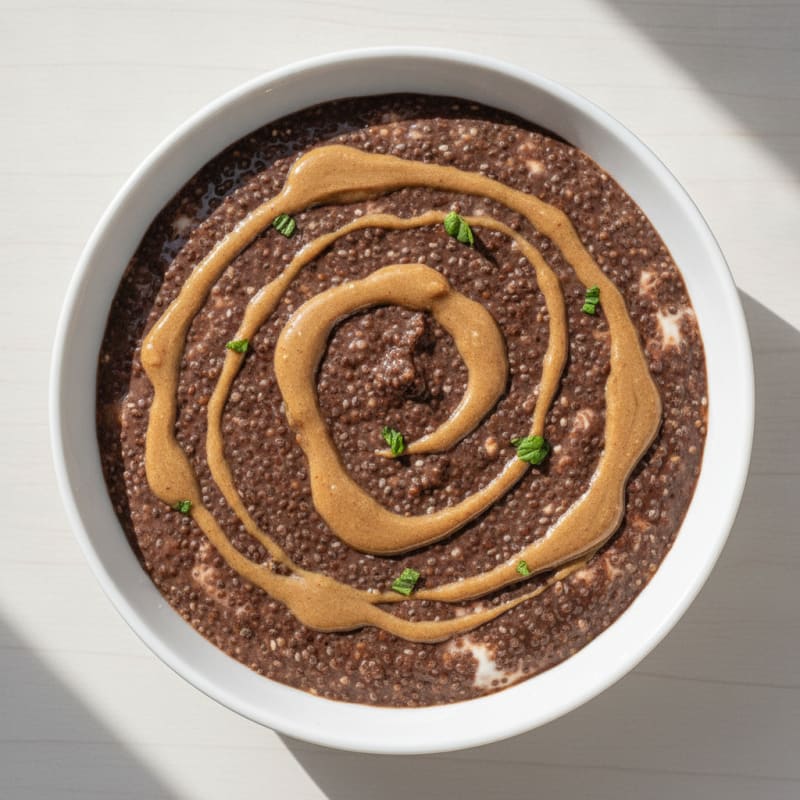 Protein Chocolate Chia Pudding with Almond Butter Swirl