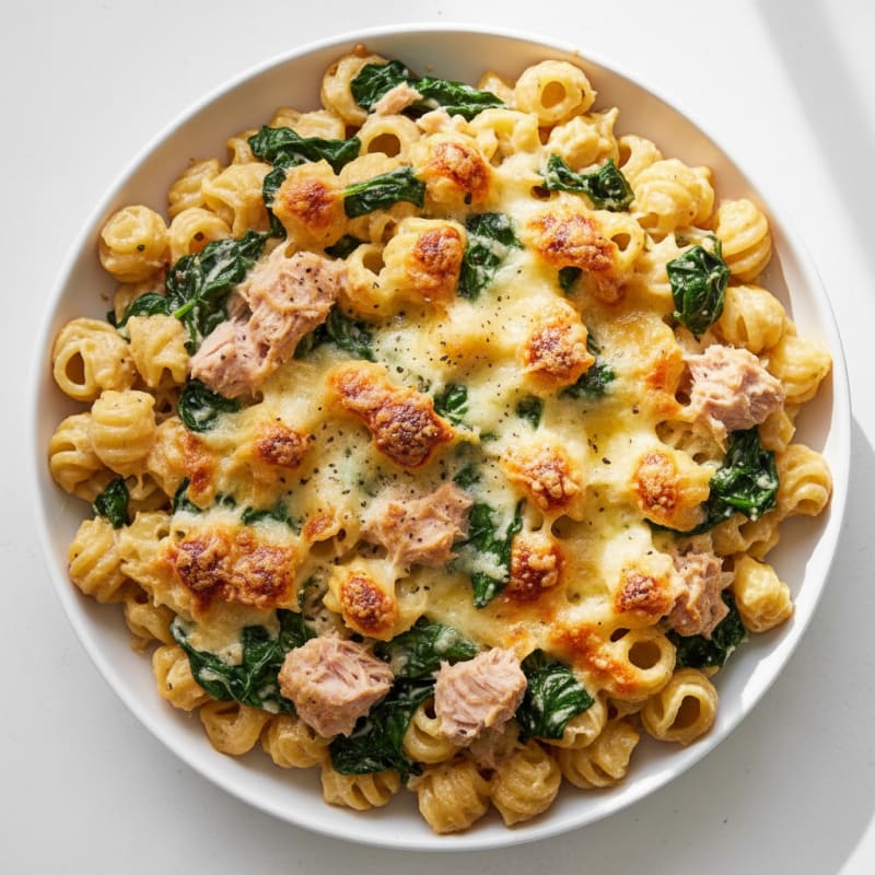 Creamy Tuna and Spinach Pasta Bake