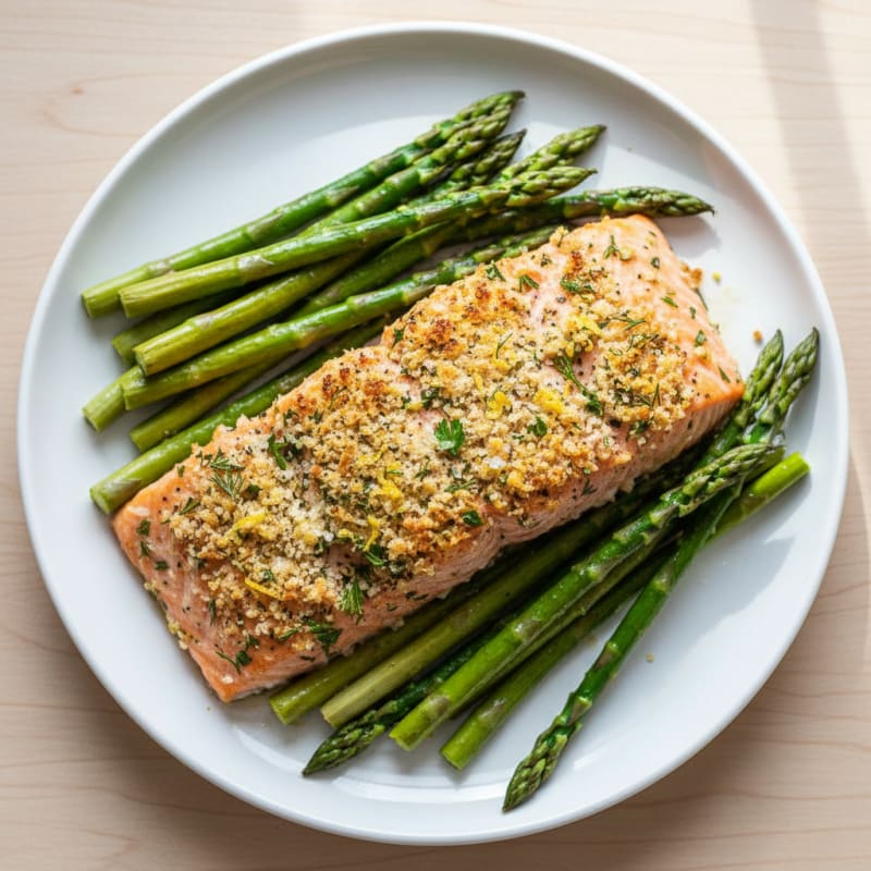 Crispy Lemon-Herb Baked Salmon with Asparagus