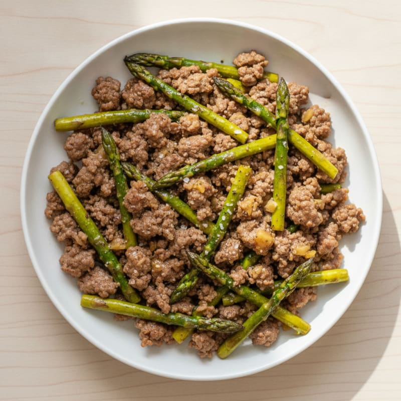 Lemon Herb Ground Beef and Asparagus
