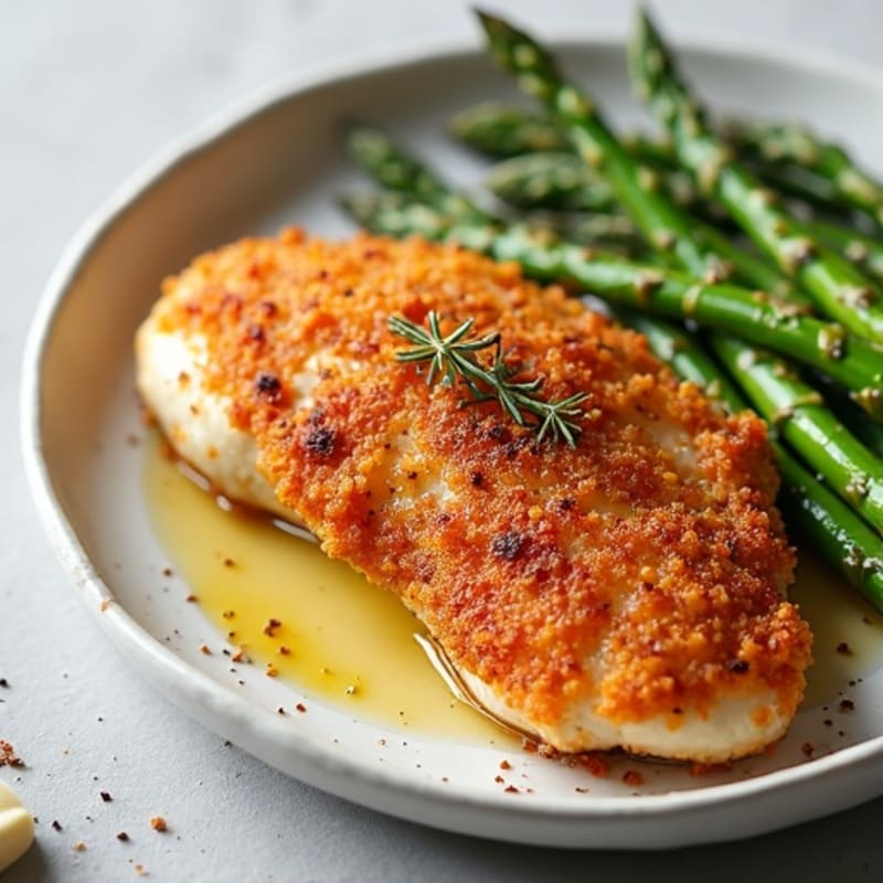 Crispy Baked Chicken Breast with Roasted Asparagus