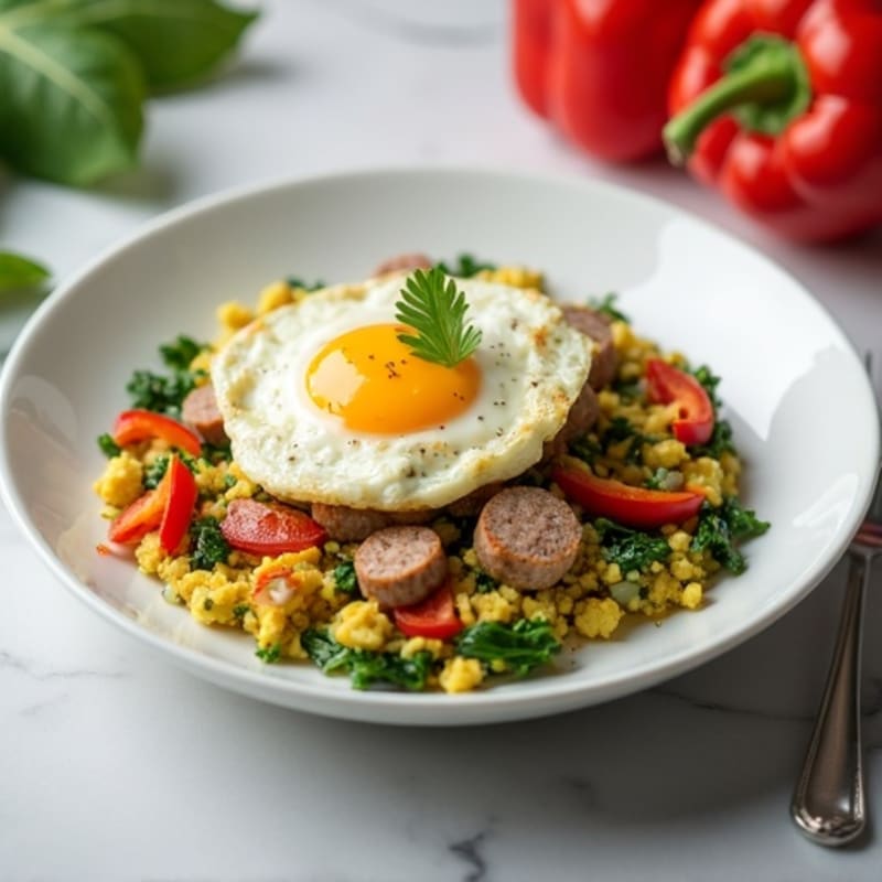 Egg White Scramble with Spinach and Turkey Sausage