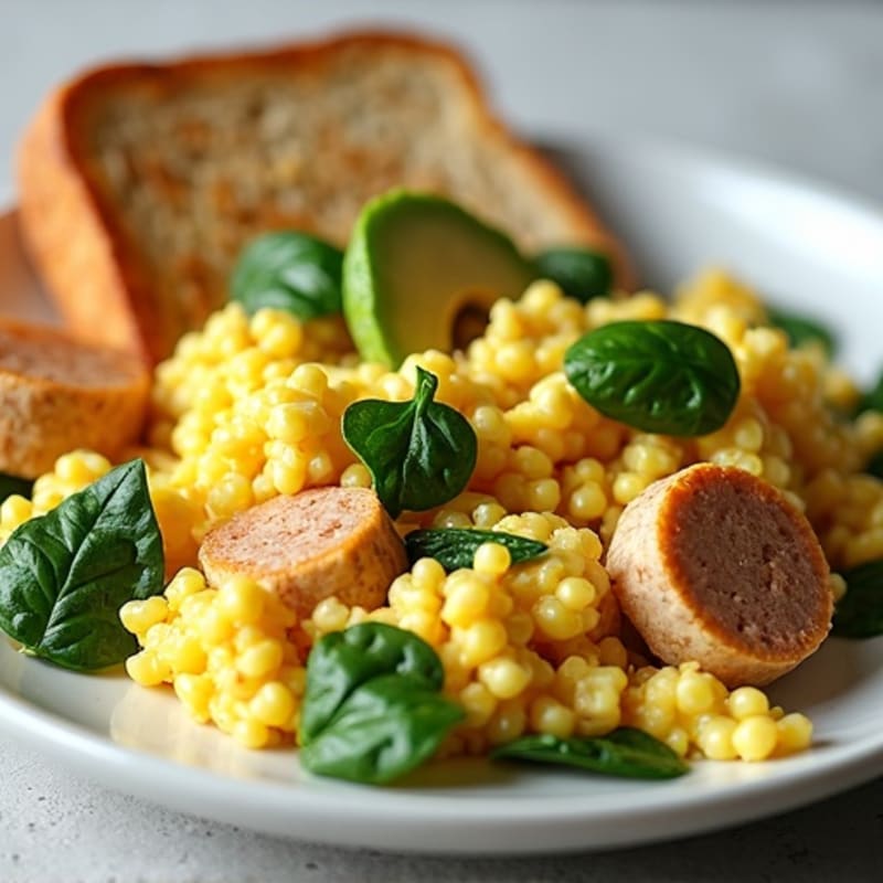 Egg White Scramble with Turkey Sausage and Spinach