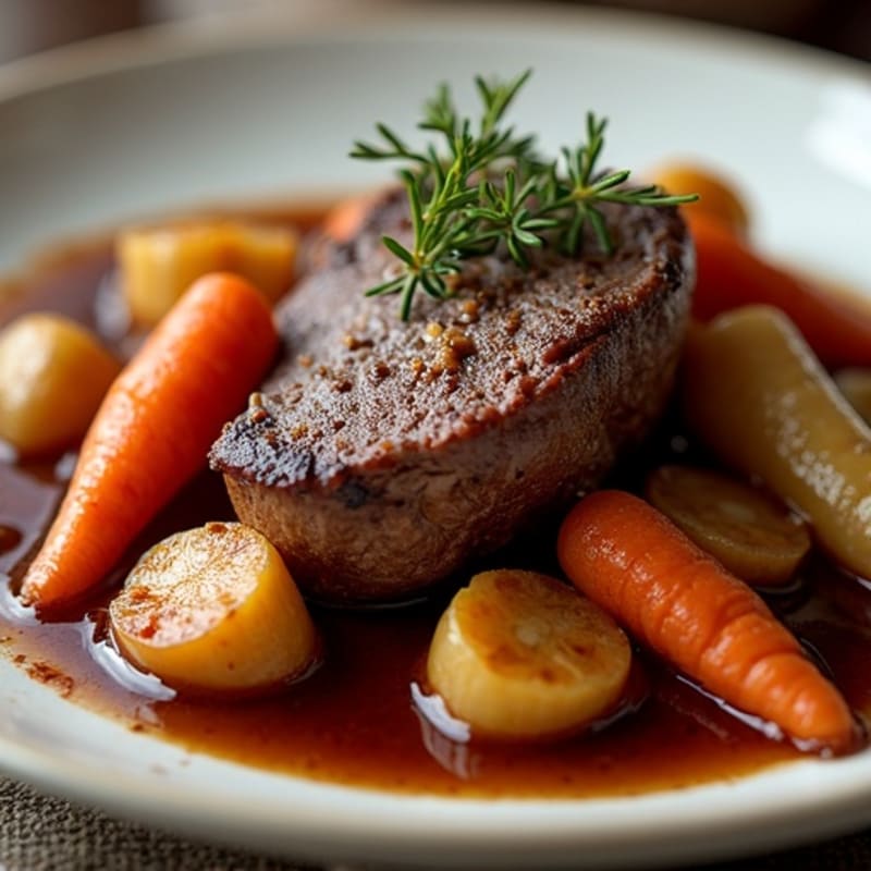 Red Wine Braised Tender Beef with Root Vegetables