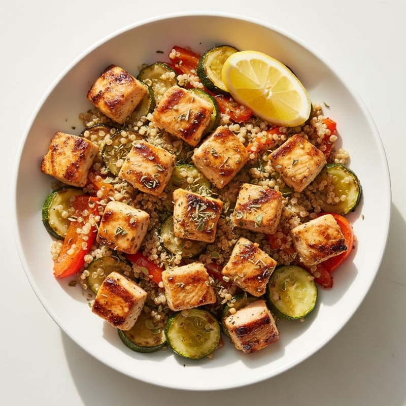 Grilled Chicken and Quinoa Bowl with Roasted Vegetables