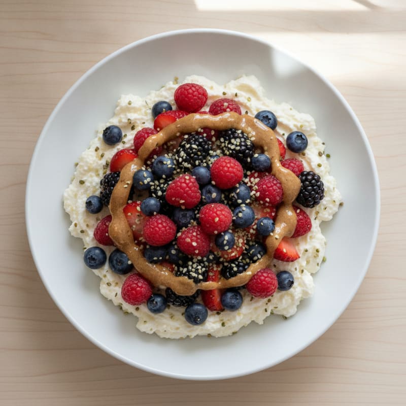 Greek Yogurt Protein Pudding with Mixed Berries
