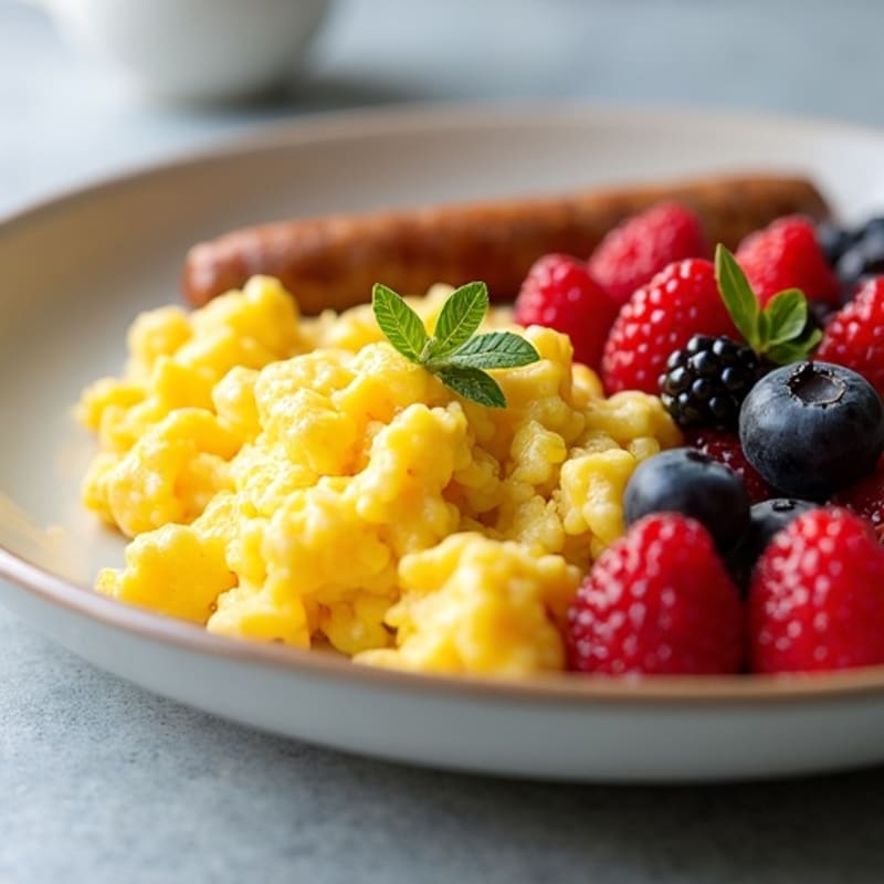 Scrambled Egg Whites with Turkey Sausage and Fresh Berries