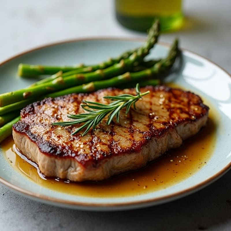 Pan-Seared Garlic Herb Steak with Roasted Asparagus