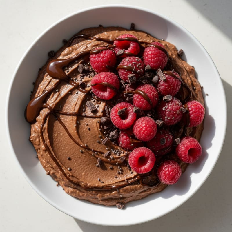 Silky Chocolate Protein Pudding with Fresh Berries