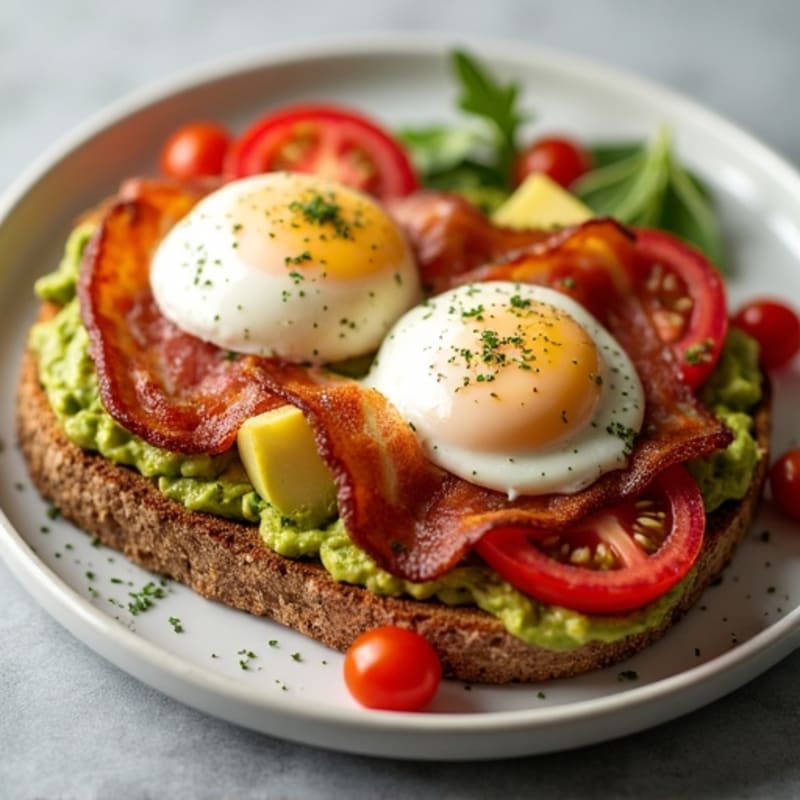 Crispy Bacon, Creamy Avocado, and Fresh Tomato Whole Grain Toast