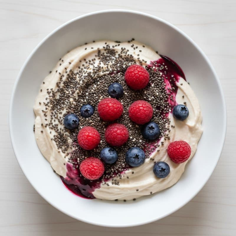 Silky Tofu Protein Smoothie Bowl with Chia and Berries
