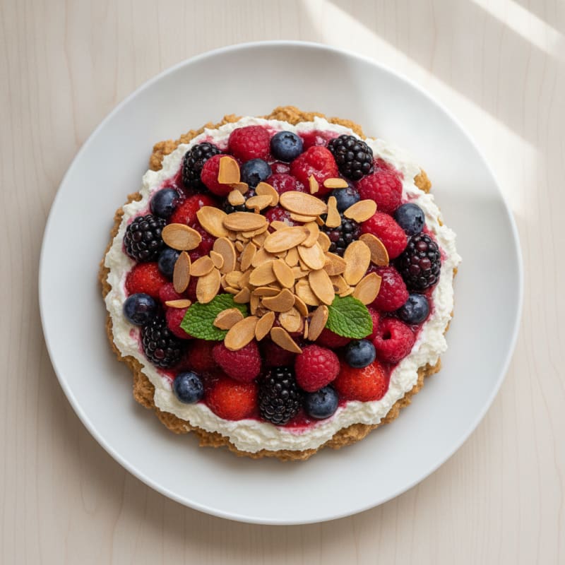 Greek Yogurt Protein Parfait with Mixed Berries and Almonds