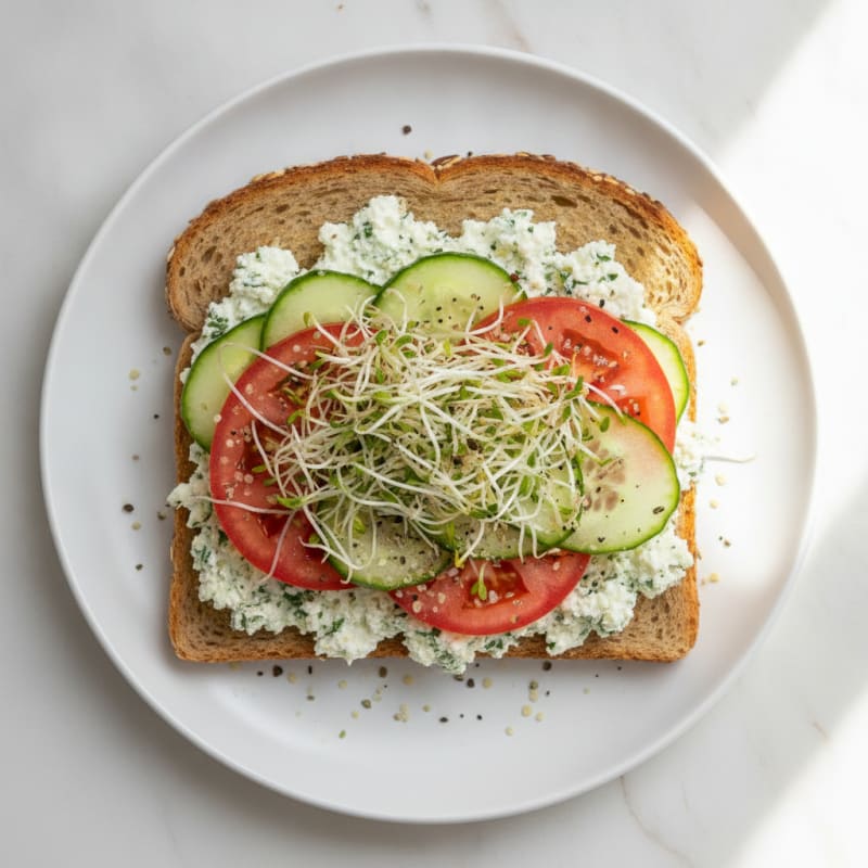Savory Cottage Cheese Sandwich with Garden Vegetables