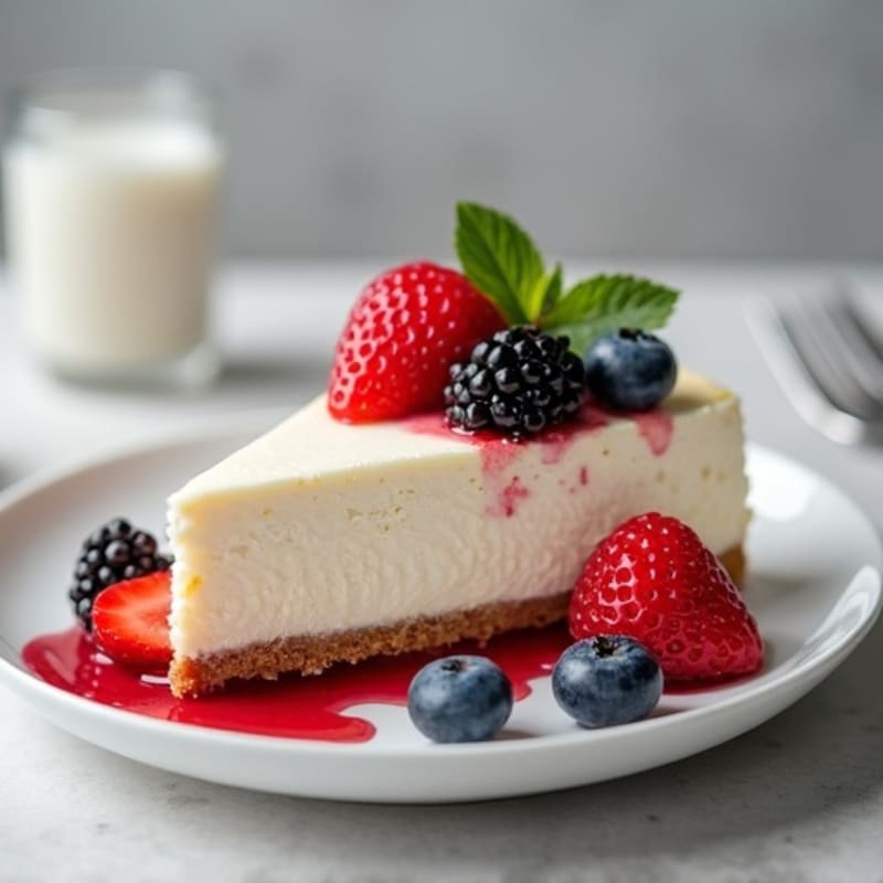 Greek Yogurt Protein Cheesecake with Mixed Berries