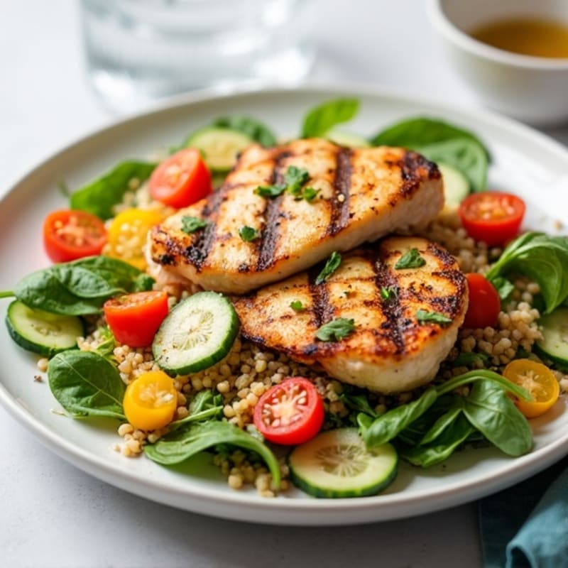 Grilled Chicken and Quinoa Power Salad with Crunchy Vegetables