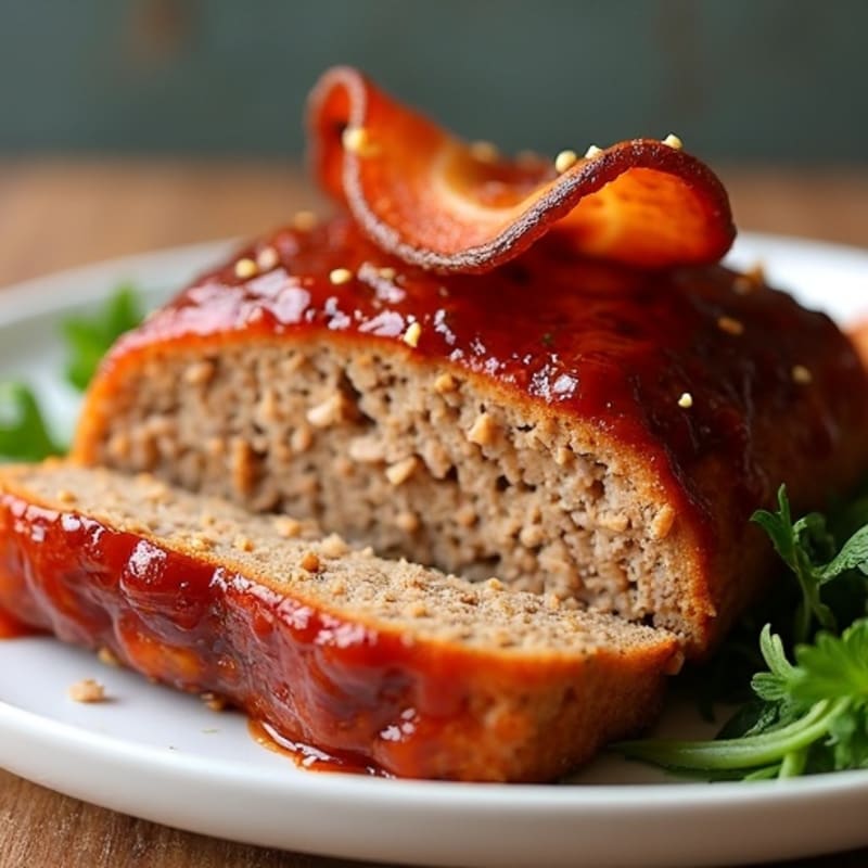 Turkey Meatloaf with Crispy Bacon and Smoky BBQ Glaze