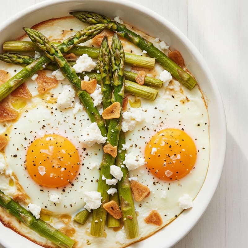 Baked Eggs with Roasted Asparagus