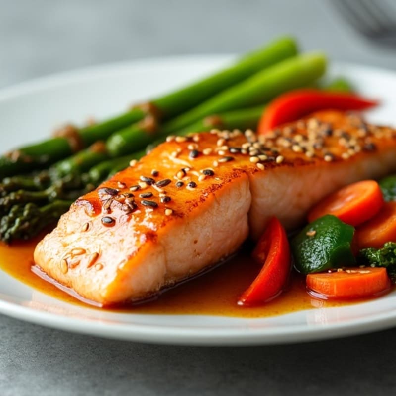Honey-Ginger Glazed Salmon with Sesame Vegetables