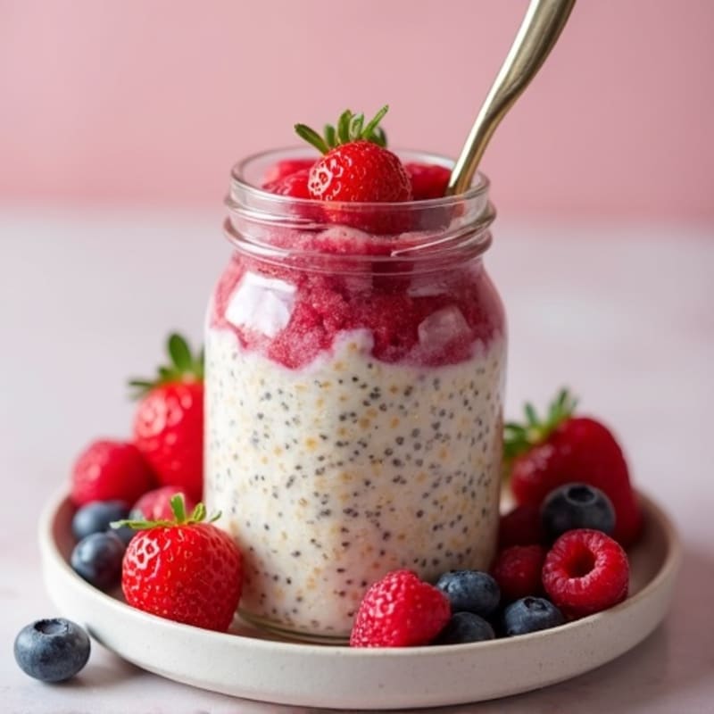Vanilla-Berry Protein Overnight Oats
