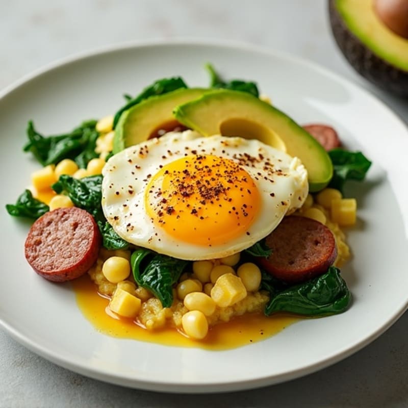 Egg White and Turkey Sausage Scramble with Spinach