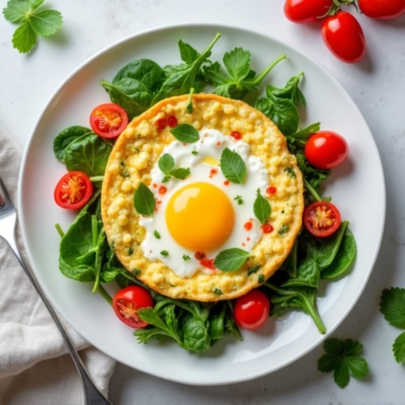 Egg White and Cottage Cheese Scramble with Spinach and Cherry Tomatoes