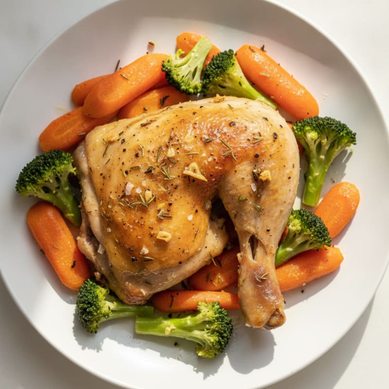 Herb-Roasted Chicken Leg with Carrots and Broccoli