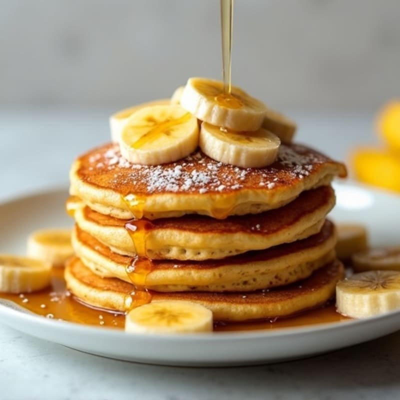 Fluffy Banana Protein Pancakes with Warm Caramelized Bananas