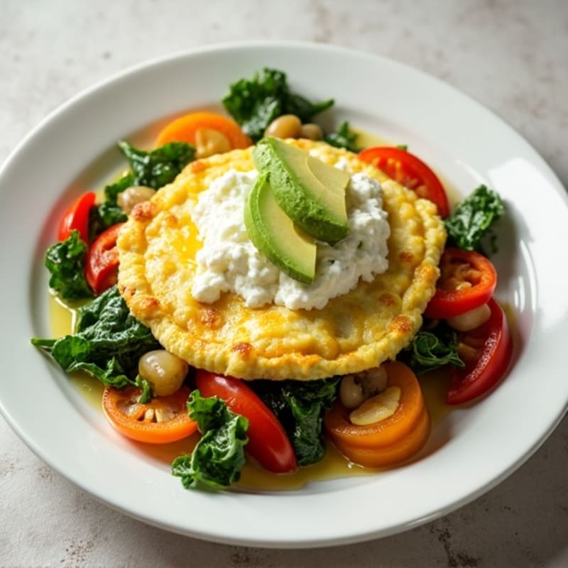 Egg White Veggie Scramble with Cottage Cheese