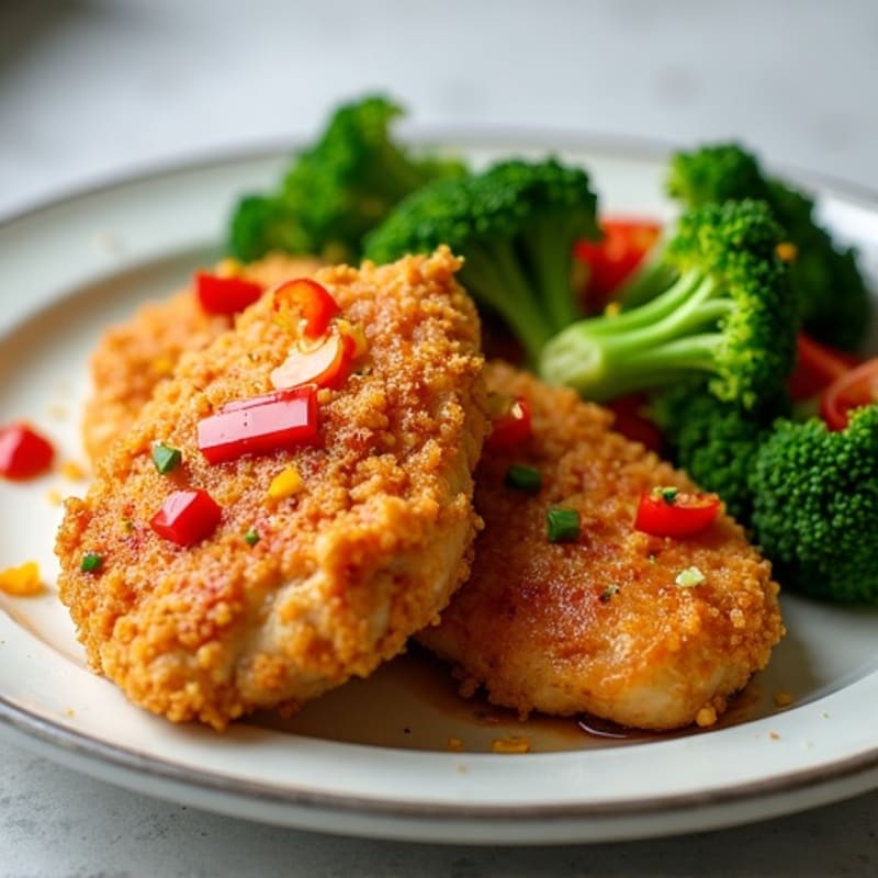 Crispy Baked Sweet and Sour Chicken with Fresh Broccoli