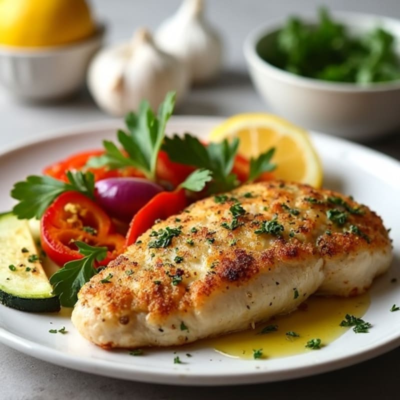 Herb-Crusted Pan Seared Chicken with Roasted Vegetables