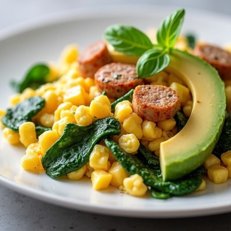 Egg White Scramble with Spinach and Turkey Sausage