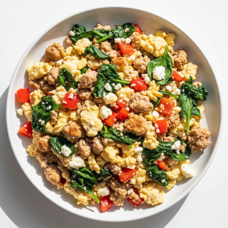 Egg White and Turkey Spinach Scramble