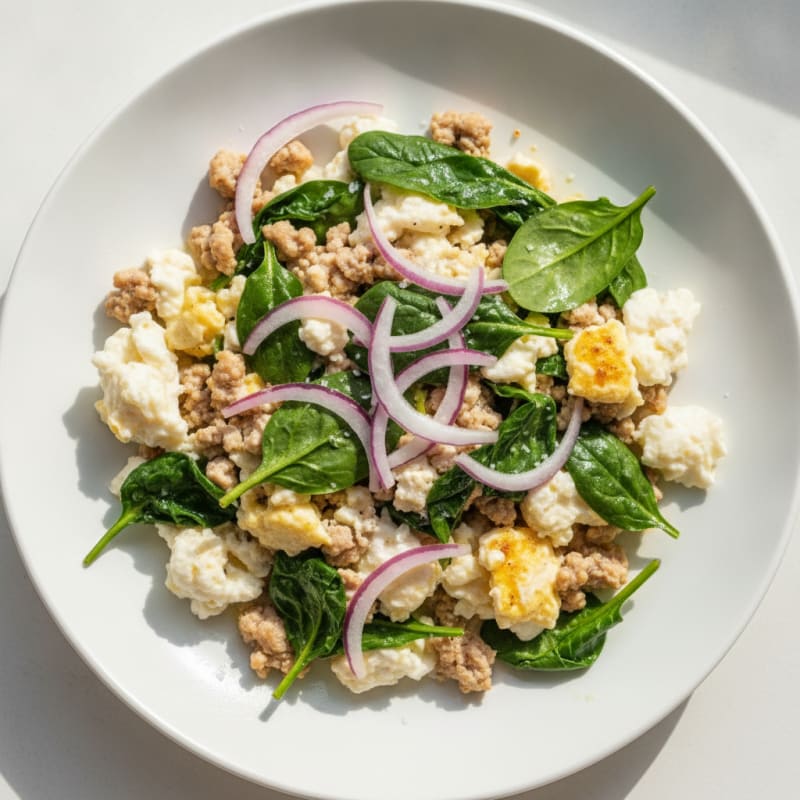 Egg White Scramble with Turkey and Spinach