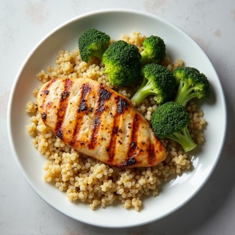 Grilled Chicken Breast with Roasted Broccoli and Quinoa