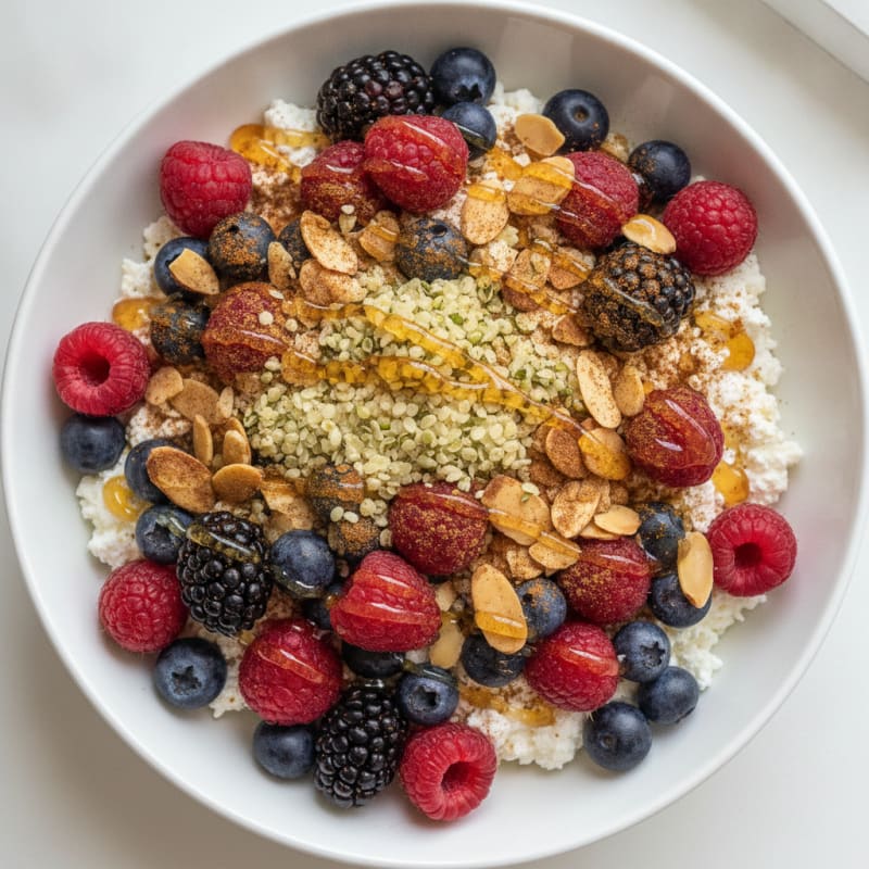 High-Protein Berry and Hemp Cottage Cheese Bowl
