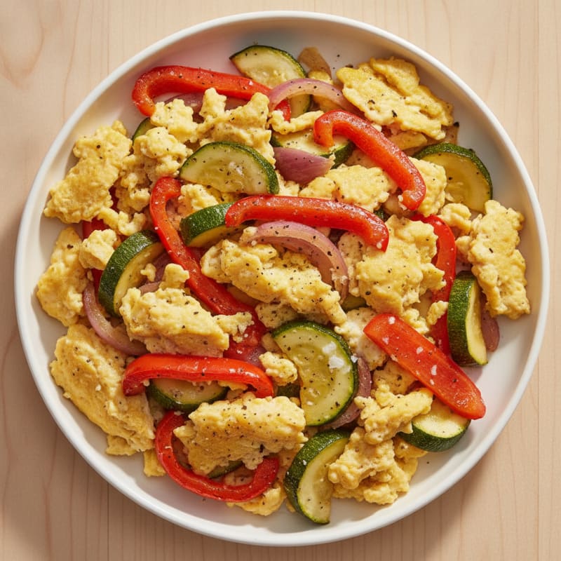 Hearty Scrambled Eggs with Roasted Vegetables