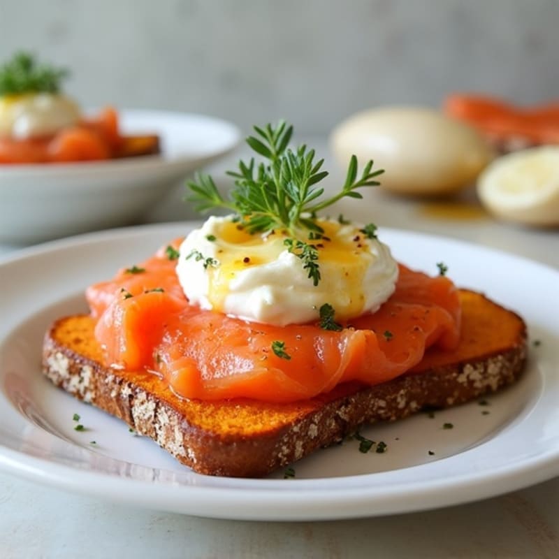 Smoked Salmon with Creamy Whipped Cottage Cheese and Sweet Potato Toast