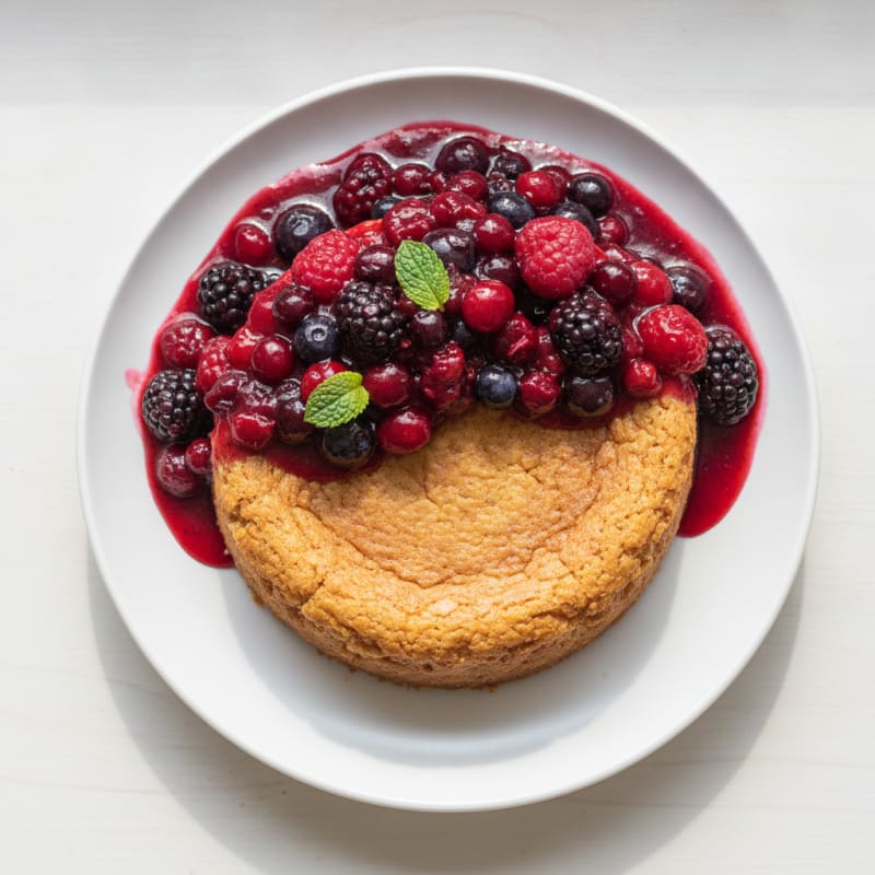 Greek Yogurt Protein Cheesecake with Mixed Berries