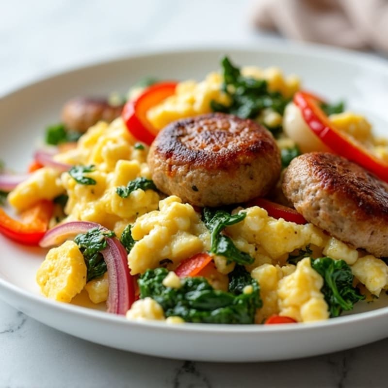 Egg White and Cottage Cheese Scramble with Turkey Sausage