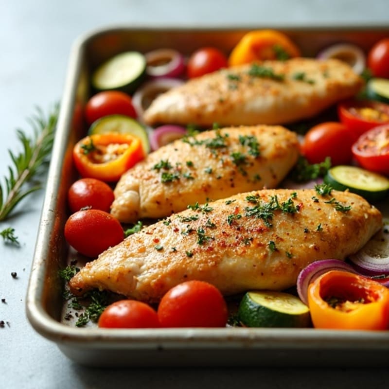 Herb-Crusted Sheet Pan Chicken with Rainbow Vegetables