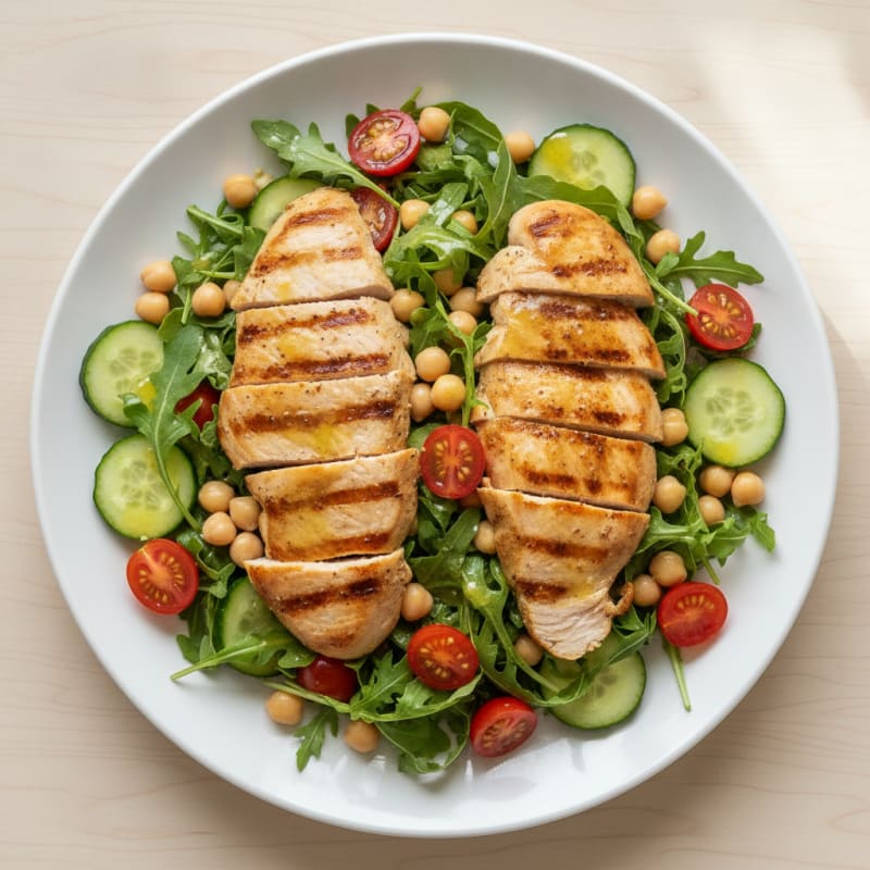 Grilled Turkey Breast Salad with Chickpeas and Lemon Vinaigrette