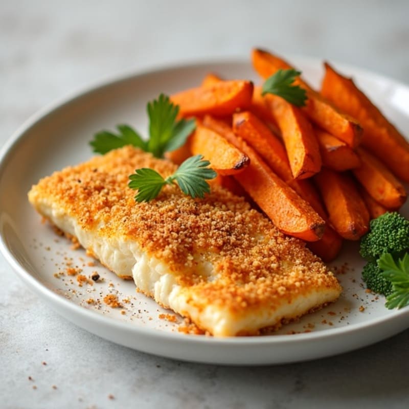 Crispy Baked White Fish with Roasted Sweet Potato Fries
