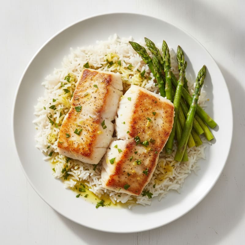 Pan-Seared Lemon Herb Cod with Fluffy Basmati Rice