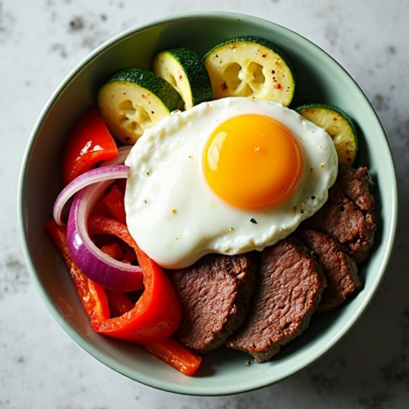 Grilled Steak and Roasted Vegetable Bowl
