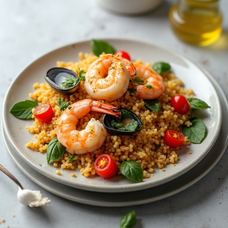 Seafood Saffron Rice with Fresh Vegetables