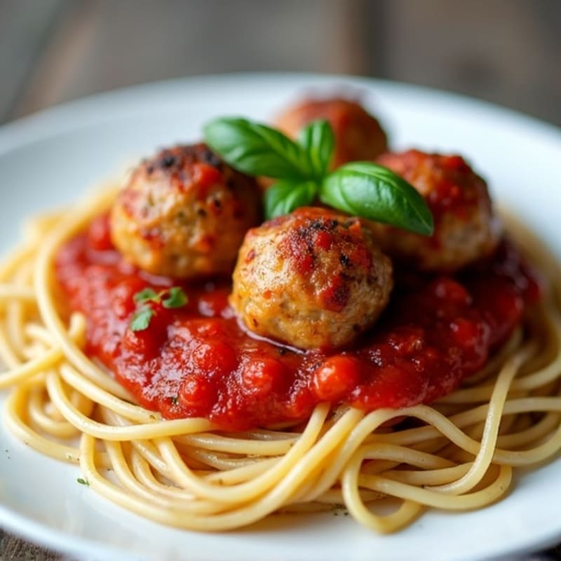 Hearty Lean Turkey Meatballs with Whole Wheat Spaghetti and Fresh Tomato Sauce
