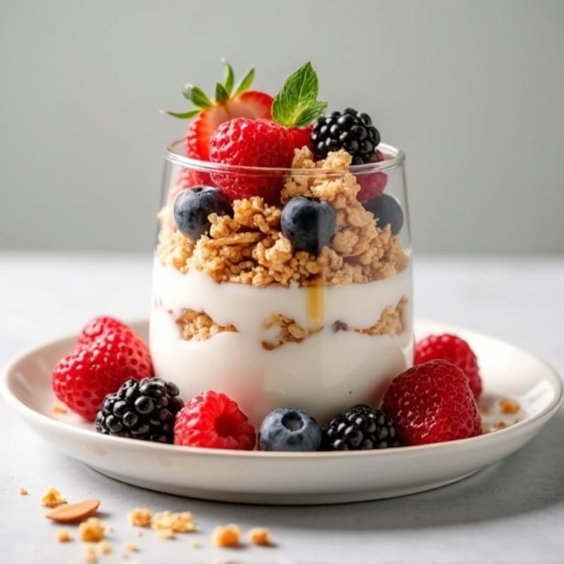 Greek Yogurt Parfait with Berries and Almond Crunch